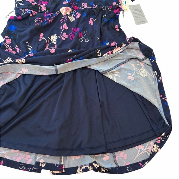 Eliza J Navy Floral Fit & Flare Dress with Pink and Cream Blooms - Picture 5 of 9